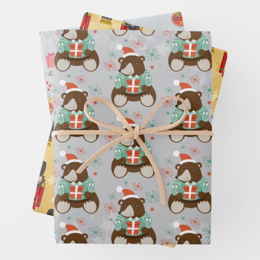 Weihnachtsbär-Soldat-Strumpf Geschenkpapier Set (Beispiel)