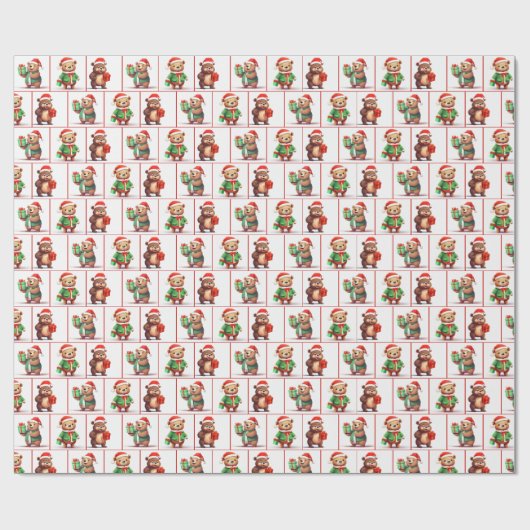 Weihnachtsbär Spaß Geschenkpapier (Flach)