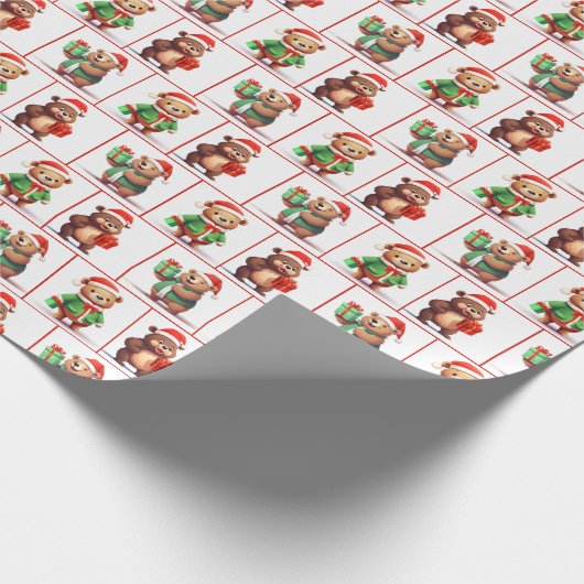 Weihnachtsbär Spaß Geschenkpapier (Ecke)