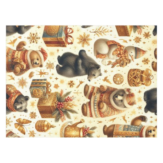 Weihnachtsbär Tischdecke (Vorderseite (Horizontal))