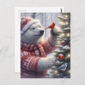Weihnachtsbär und die Vögel Postkarte (Vorne/Hinten)