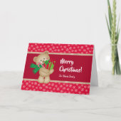 Weihnachtsbär und Foto der Familie, Rot Karte (Vorderseite)