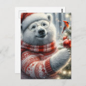 Weihnachtsbär und Kardinal Bird Postkarte (Vorne/Hinten)