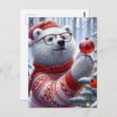 Weihnachtsbär und Kardinal Postkarte (Vorne/Hinten)