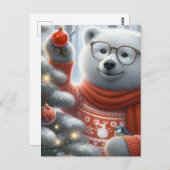Weihnachtsbär und kleiner Vogel Postkarte (Vorne/Hinten)