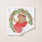 Weihnachtsbär und Kraut Badhandtuch Set (Waschlappen)