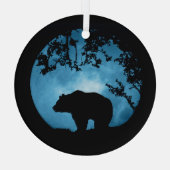 Weihnachtsbär und Mond Ornament Aus Glas (Rückseite)