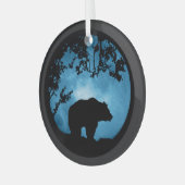 Weihnachtsbär und Mond Ornament Aus Glas (Vorderseite links)