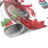 Weihnachtsbär und Poinsettia Geschenkpapier (Rolleneckpunkt)