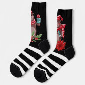 Weihnachtsbär und schwarze Streifen Socken (Linkes Detail)