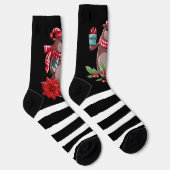 Weihnachtsbär und schwarze Streifen Socken (Rechts)
