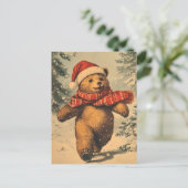 Weihnachtsbär Vintag Postkarte (Stehend Vorderseite)