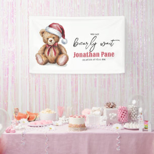 Weihnachtsbär Wasserfarbe Bearly Wait Baby Dusche Banner