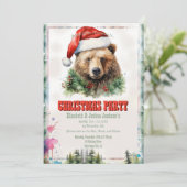Weihnachtsbär Wasserfarbe Einladung (Stehend Vorderseite)