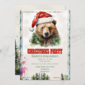 Weihnachtsbär Wasserfarbe Einladung (Vorne/Hinten)