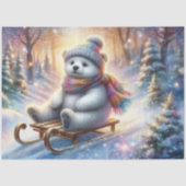 Weihnachtsbär Winterwald Schlittendecke Seidenpapier (Vorderseite)