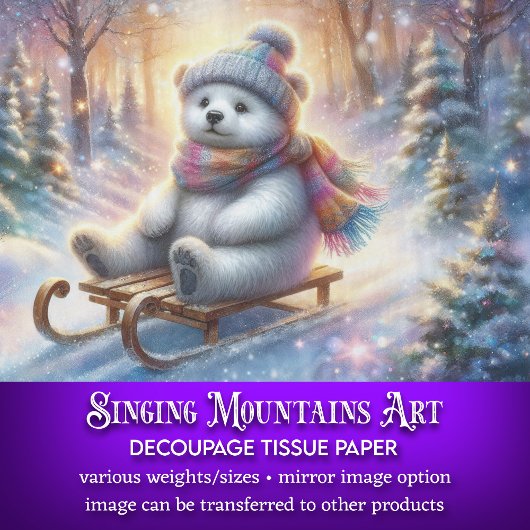 Weihnachtsbär Winterwald Schlittendecke Seidenpapier