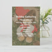 Weihnachtsbär-Wreath-Feier Einladung (Stehend Vorderseite)