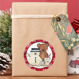 Weihnachtsbärchen-Cartoon Runder Aufkleber