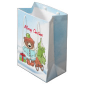 Weihnachtsbärchen mit Geschenktasche Mittlere Geschenktüte (Vorderseite Schrägansicht)