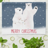 Weihnachtsbären auf den Sternen Küchentuch (Gefaltet)