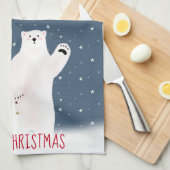 Weihnachtsbären auf den Sternen Küchentuch (Viertel Falte)