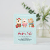 Weihnachtsbären - Einladung der Rentierbären und K Postkarte (Stehend Vorderseite)