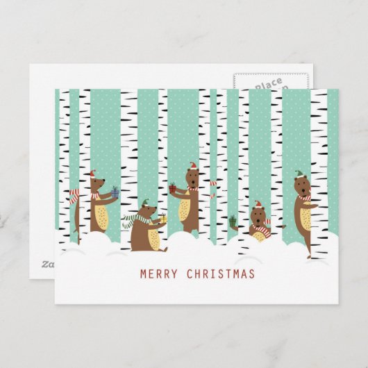 Weihnachtsbären Feiertagspostkarte (Vorne/Hinten)