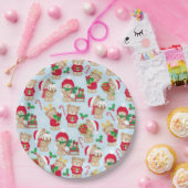 Weihnachtsbären in Rot und Grün Pappteller (Party)