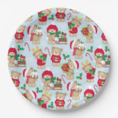Weihnachtsbären in Rot und Grün Pappteller (Vorderseite)