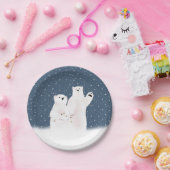 Weihnachtsbären in Schneeflocken Pappteller (Party)