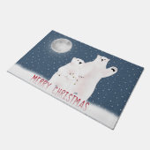 Weihnachtsbären in Schneeflocken vor der Tür Fußmatte (Schrägansicht)