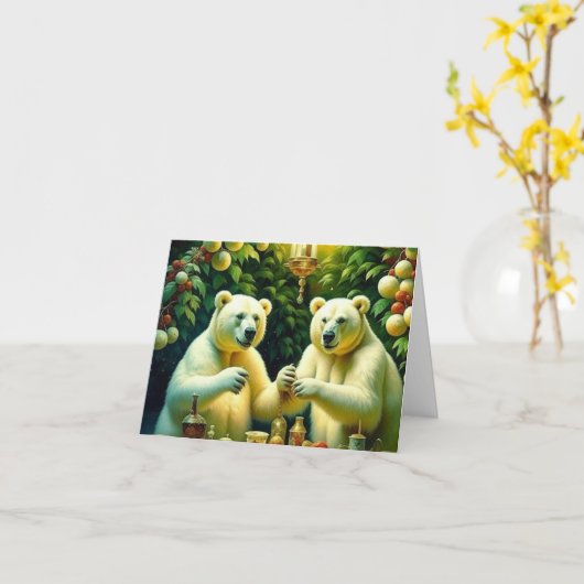 Weihnachtsbären Karte (Gelbe Blume)