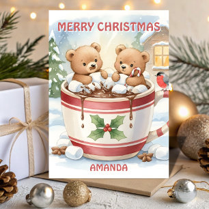 Weihnachtsbären mit kuscheliger Kakao Feiertagskarte