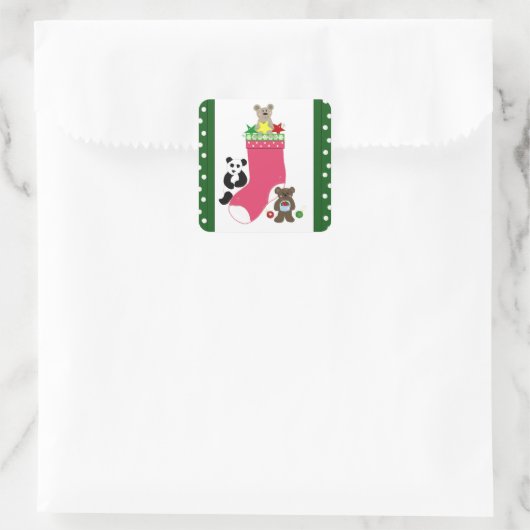 Weihnachtsbären Quadratischer Aufkleber (Tasche)