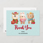 Weihnachtsbären - Rentierbär & Kaninchen Vielen Da Postkarte (Vorne/Hinten)