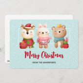 Weihnachtsbären und Kaninchen Feiertagskarte (Vorne/Hinten)