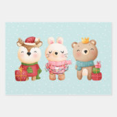 Weihnachtsbären und Kaninchen Geschenkpapier Set (Vorderseite 2)