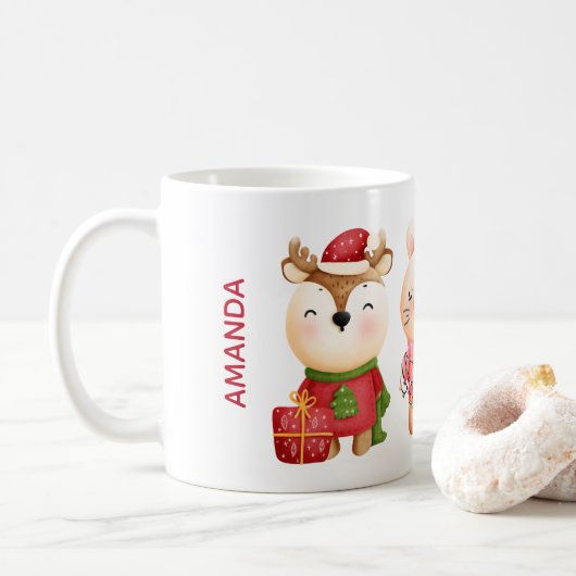 Weihnachtsbären und Kaninchen Kaffeetasse (Mit Donut)