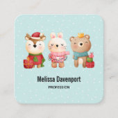 Weihnachtsbären und Kaninchen Quadratische Visitenkarte (Vorderseite)