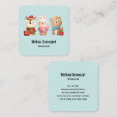 Weihnachtsbären und Kaninchen Quadratische Visitenkarte (Vorne/Hinten)