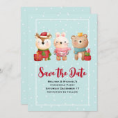 Weihnachtsbären und Kaninchen Save The Date (Vorne/Hinten)