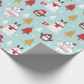 Weihnachtsbären und Pinguine Geschenkpapier (Ecke)