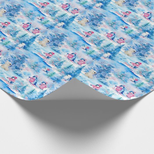 Weihnachtsbären und Polarbären Geschenkpapier (Ecke)