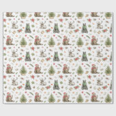 Weihnachtsbären und Rentierwackelpapier Geschenkpapier (Flach)