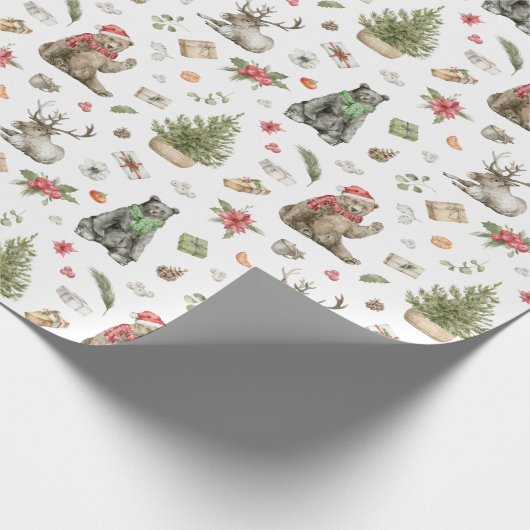 Weihnachtsbären und Rentierwackelpapier Geschenkpapier (Ecke)