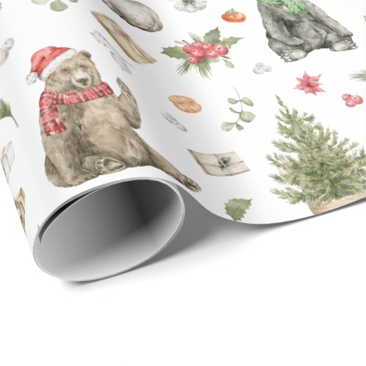 Weihnachtsbären und Rentierwackelpapier Geschenkpapier (Rolleneckpunkt)