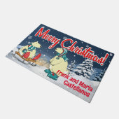 Weihnachtsbären und Weihnachtsbären im Winter Fußmatte (Schrägansicht)