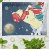 Weihnachtsbären Winterschnee-Urlaubsszene Geschirrtuch (Gefaltet)