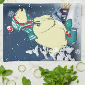 Weihnachtsbären Winterschnee-Urlaubsszene Geschirrtuch (Gefaltet)